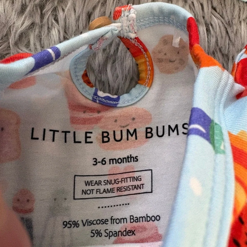 Little Bum Bums Breakfast Buddies‎ Twirl Skirt Onesie + Bow Bamboo 3-6 Months